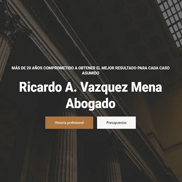 Captura de pantalla del sitio web Estudio Vazquez Mena